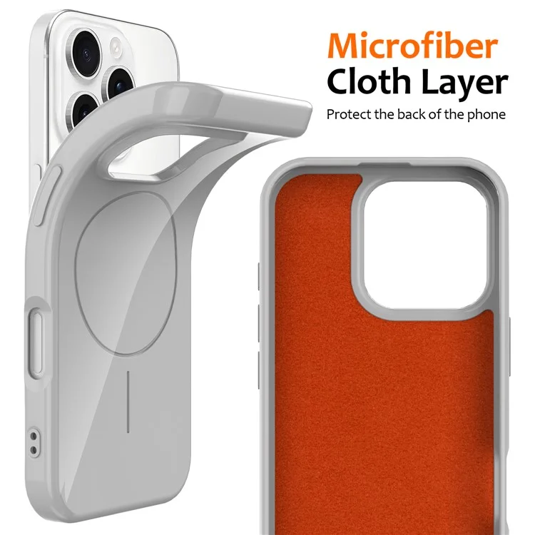 For iPhone 16 Pro Max Magnetic Case Compatible with MagSafe TPU Phone Back Cover with Lanyard - White