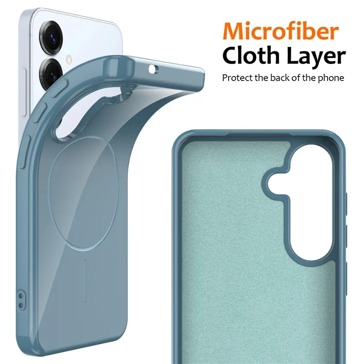 Capa Magnética Compatível com Samsung Galaxy S24 FE MagSafe Capa Traseira de Telefone TPU com Cordão - Azul