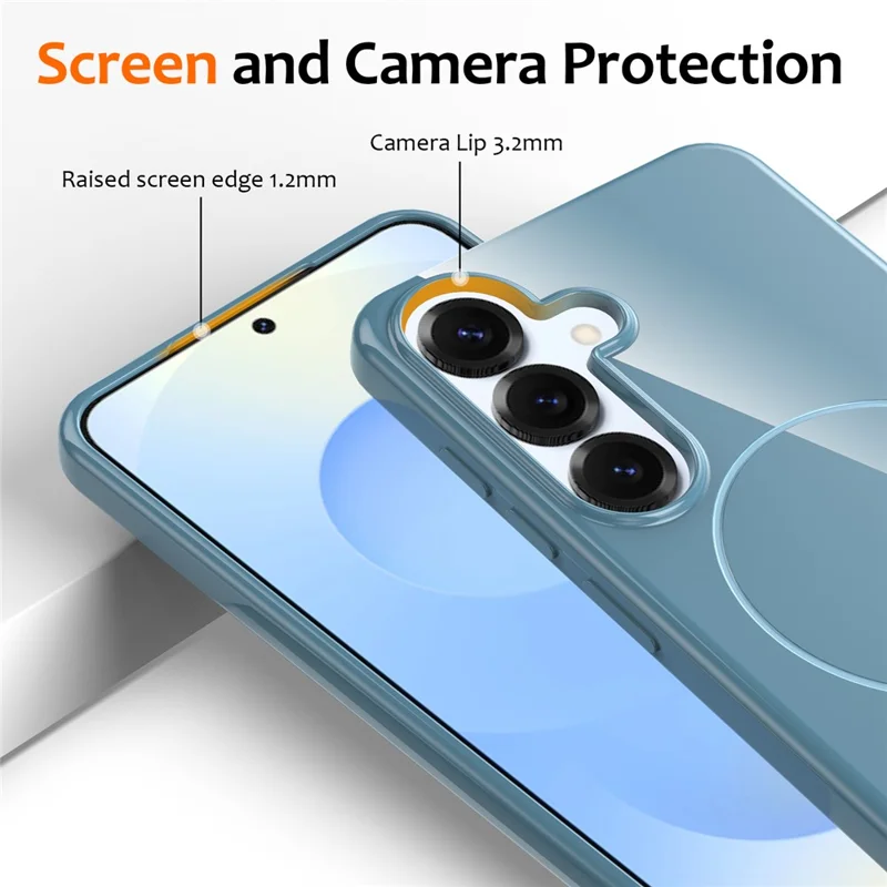 For Samsung Galaxy S24 Magnetic Case TPU Phone Back Cover with Lanyard - Blue