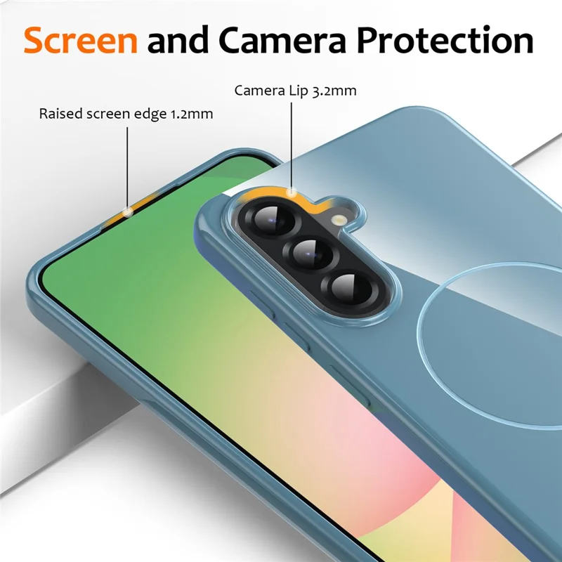 For Samsung Galaxy A25 5G (Global) Magnetic Case TPU Phone Back Cover with Lanyard - Blue