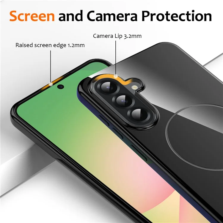 For Samsung Galaxy A36 5G Magnetic Case Compatible with MagSafe TPU Phone Back Cover with Lanyard - Black