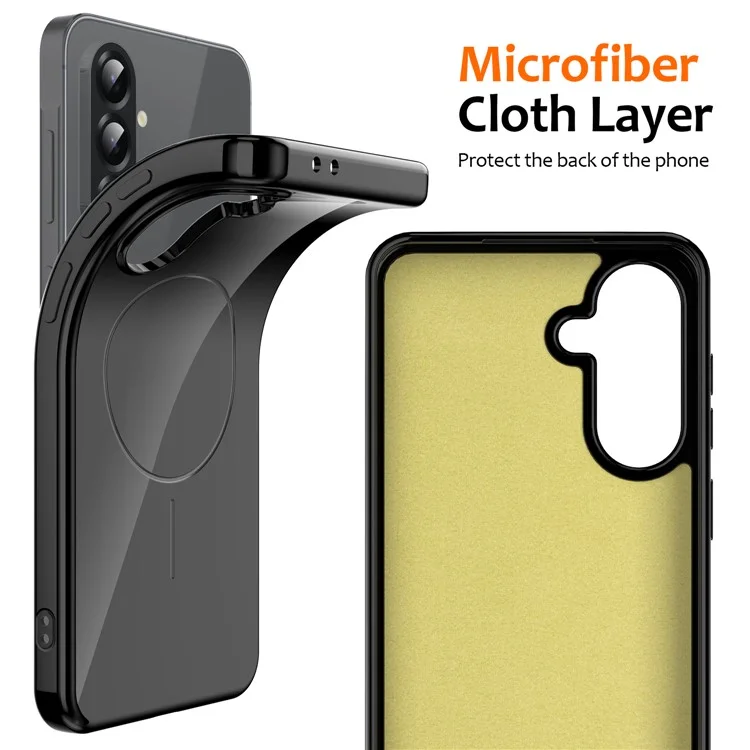 For Samsung Galaxy A36 5G Magnetic Case Compatible with MagSafe TPU Phone Back Cover with Lanyard - Black