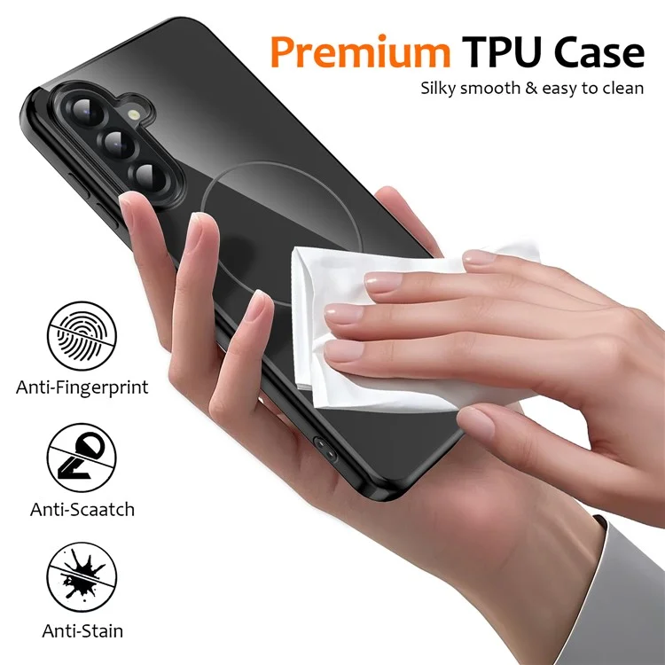 For Samsung Galaxy A36 5G Magnetic Case Compatible with MagSafe TPU Phone Back Cover with Lanyard - Black