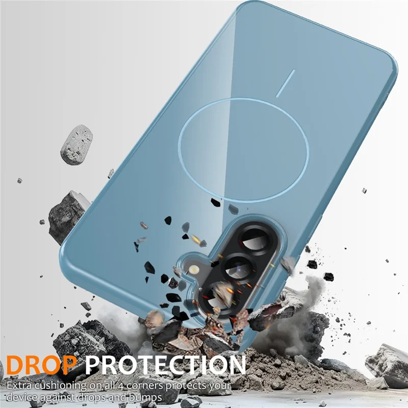 For Samsung Galaxy A36 5G Magnetic Case TPU Phone Back Cover with Lanyard - Blue