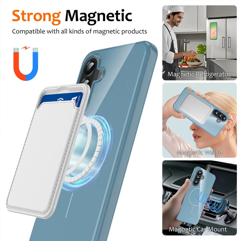 For Samsung Galaxy A36 5G Magnetic Case TPU Phone Back Cover with Lanyard - Blue