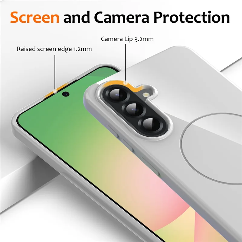 For Samsung Galaxy A36 5G Magnetic Case TPU Phone Back Cover with Lanyard - White