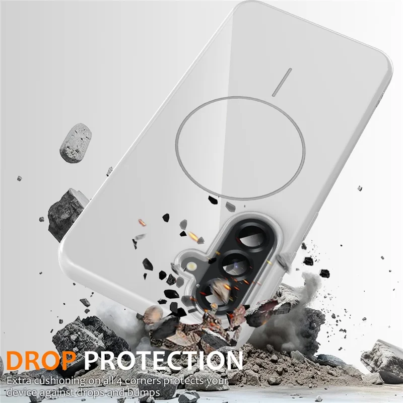 For Samsung Galaxy A36 5G Magnetic Case TPU Phone Back Cover with Lanyard - White