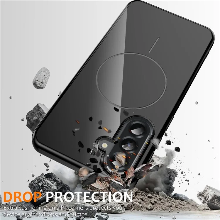 Capa Magnética para Samsung Galaxy A56 5G Compatível com MagSafe, Capa Traseira de TPU com Cordão - Preto