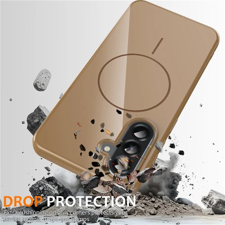 Custodia Magnetica per Samsung Galaxy A56 5G Compatibile con MagSafe Cover Posteriore in TPU con Laccetto - Oro