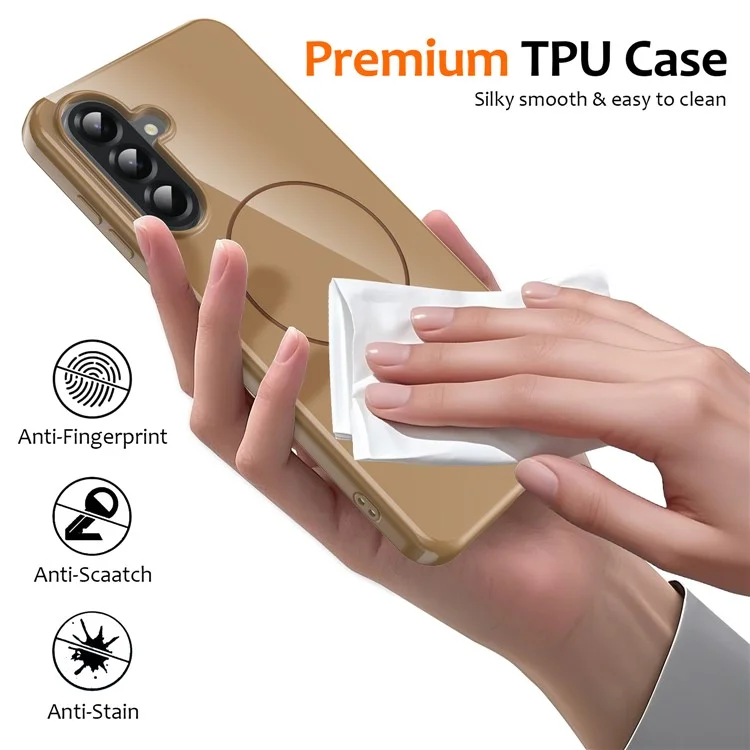 Custodia Magnetica per Samsung Galaxy A56 5G Compatibile con MagSafe Cover Posteriore in TPU con Laccetto - Oro