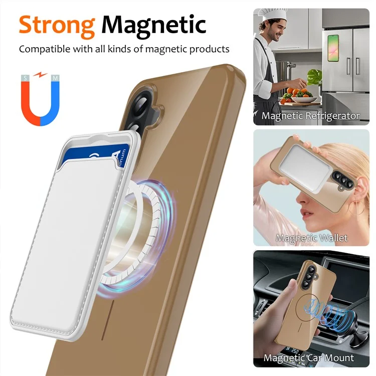 Custodia Magnetica per Samsung Galaxy A56 5G Compatibile con MagSafe Cover Posteriore in TPU con Laccetto - Oro