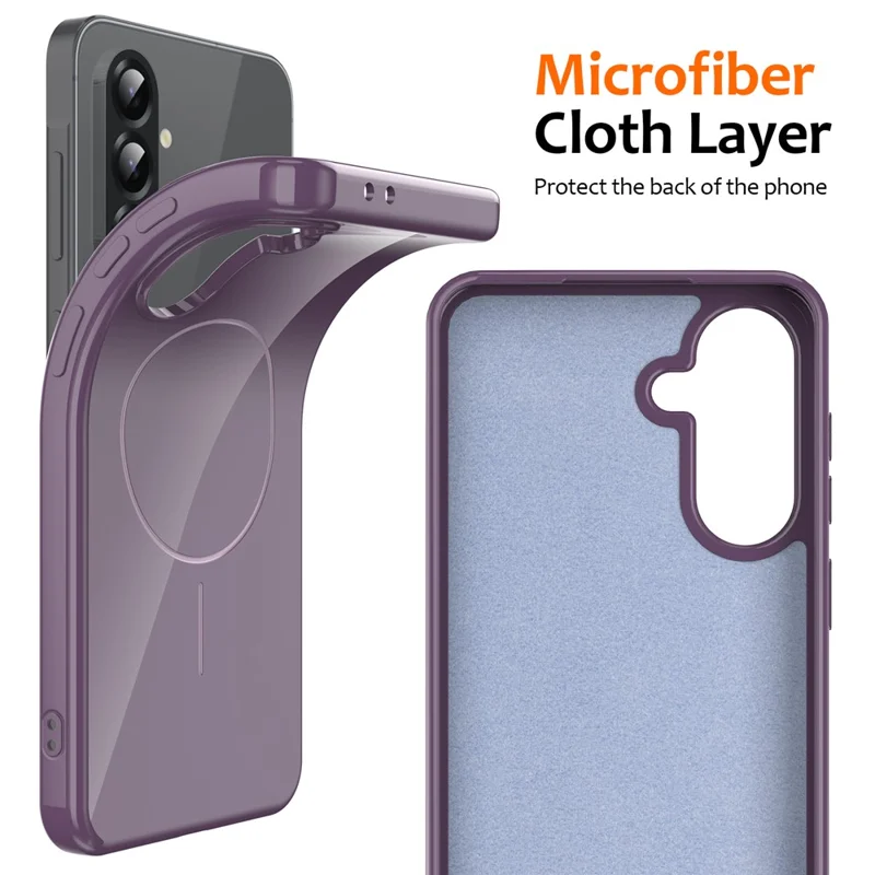 For Samsung Galaxy A35 5G Magnetic Case Compatible with MagSafe TPU Phone Back Cover with Lanyard - Purple