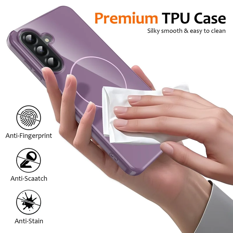 For Samsung Galaxy A35 5G Magnetic Case Compatible with MagSafe TPU Phone Back Cover with Lanyard - Purple