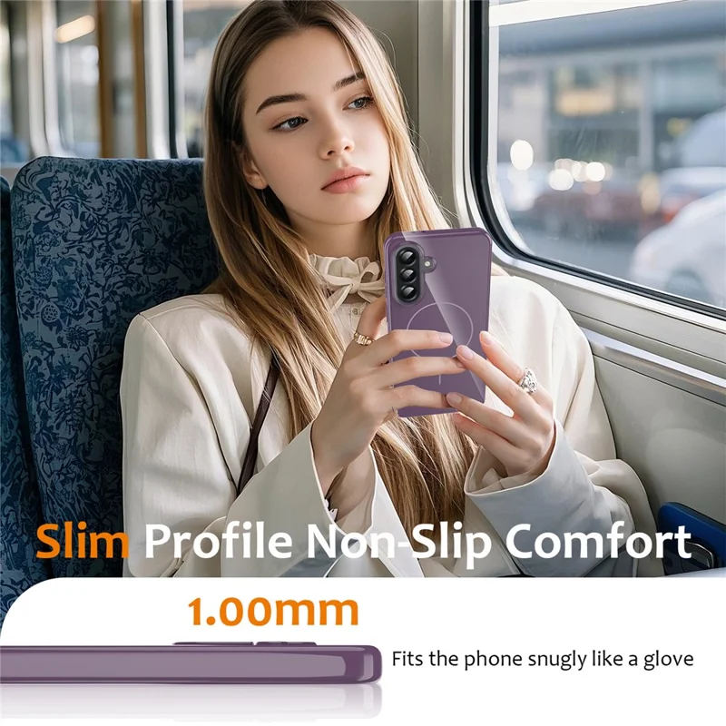 For Samsung Galaxy A35 5G Magnetic Case Compatible with MagSafe TPU Phone Back Cover with Lanyard - Purple
