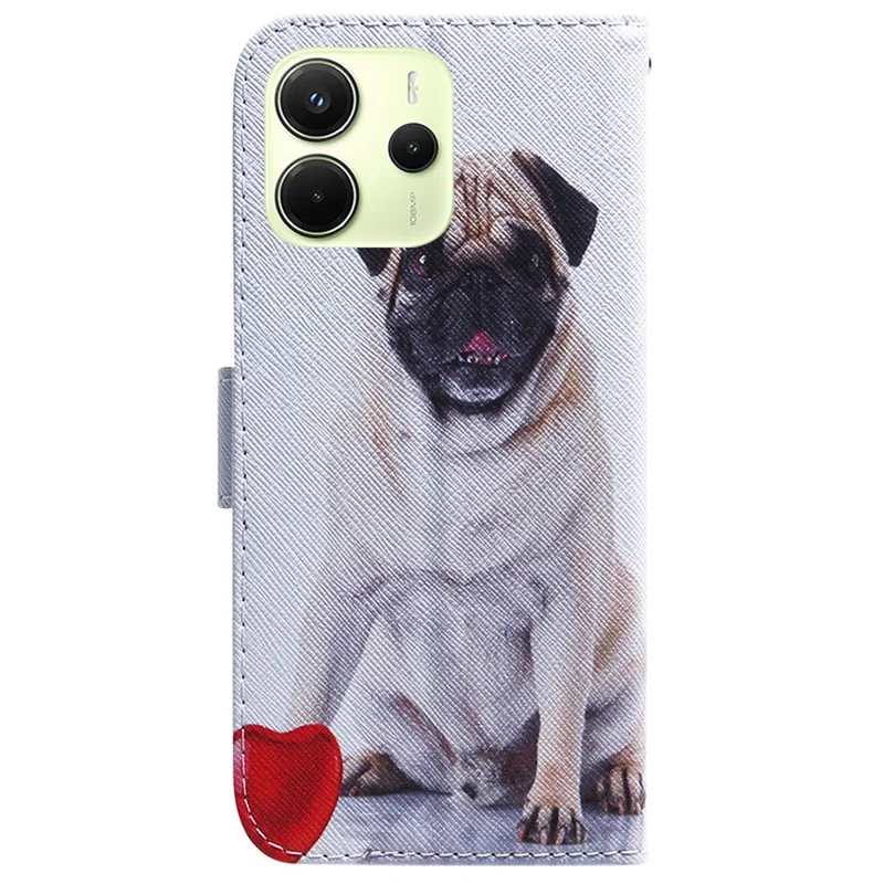 Per Xiaomi Redmi Note 14 4G (164,84 mm) Custodia Portafoglio con Stampa a Fantasia in Pelle - Cane