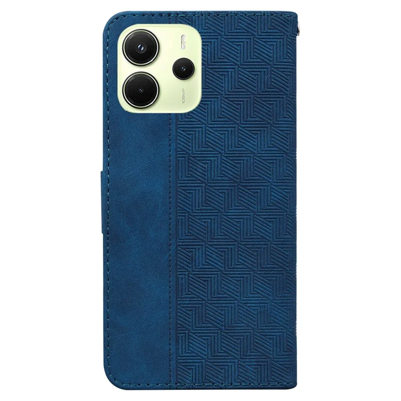 For Xiaomi Redmi Note 14 4G (164.84mm) Case Geometry Pattern Leather Wallet Phone Cover with Wrist Strap - Blue