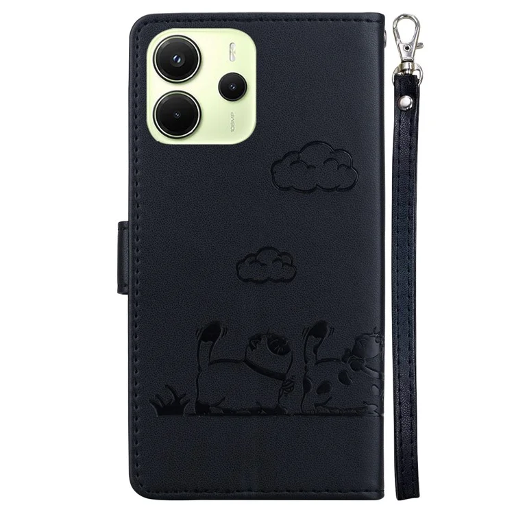 Per Xiaomi Redmi Note 14 4G (164,84 mm) Cover con Blocco RFID, Motivo Gattino, Cover Telefono in TPU + Pelle PU - Nero