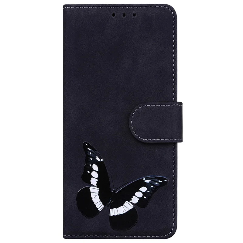 For Xiaomi Redmi Note 14 4G (164.84mm) Stand Case PU Leather Phone Cover Butterfly Printed - Black