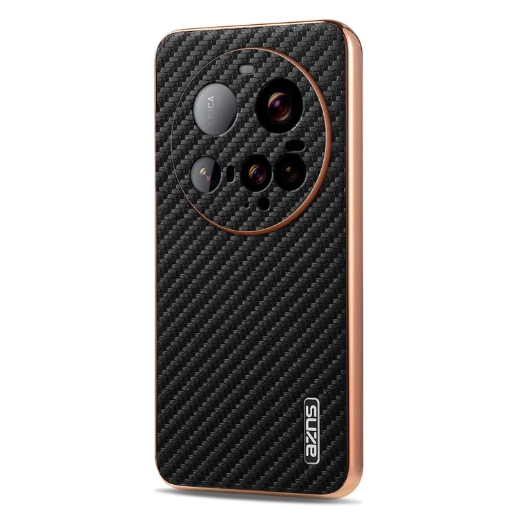 AZNS For Xiaomi 15 Ultra Case Electroplating Carbon Fiber Texture PU + TPU Phone Cover - Black