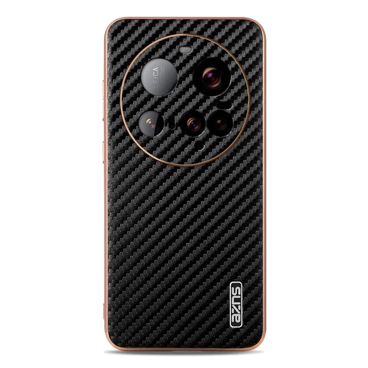 AZNS For Xiaomi 15 Ultra Case Electroplating Carbon Fiber Texture PU + TPU Phone Cover - Black