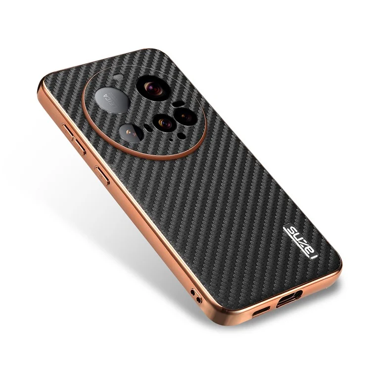 AZNS For Xiaomi 15 Ultra Case Electroplating Carbon Fiber Texture PU + TPU Phone Cover - Black