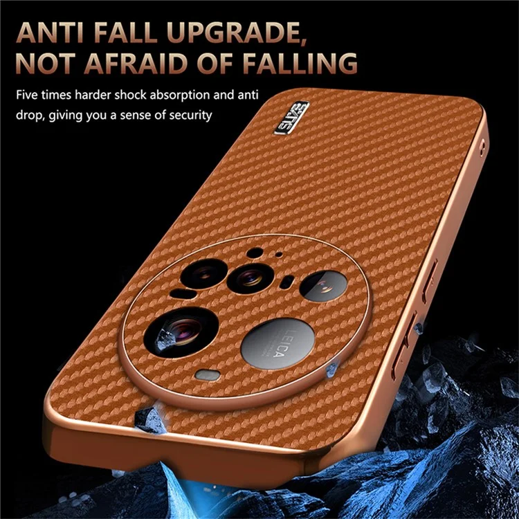 AZNS For Xiaomi 15 Ultra Case Electroplating Carbon Fiber Texture PU + TPU Phone Cover - Black