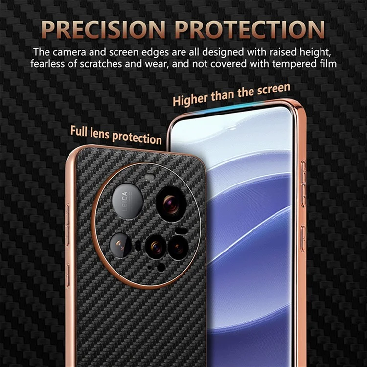 AZNS For Xiaomi 15 Ultra Case Electroplating Carbon Fiber Texture PU + TPU Phone Cover - Black