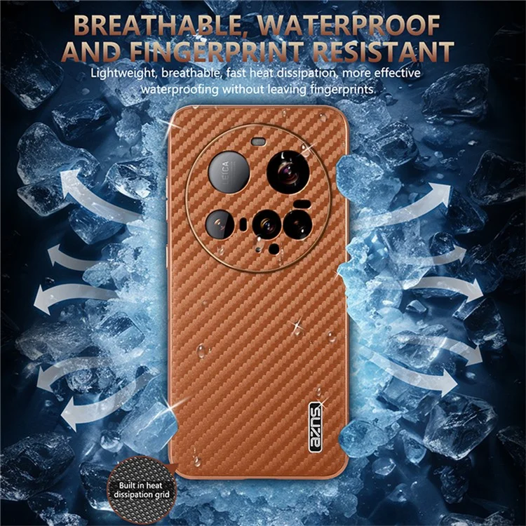 AZNS For Xiaomi 15 Ultra Case Electroplating Carbon Fiber Texture PU + TPU Phone Cover - Black