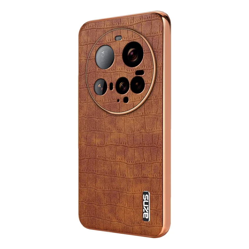 AZNS For Xiaomi 15 Ultra Case Electroplating Crocodile Texture PU + TPU Phone Cover - Brown