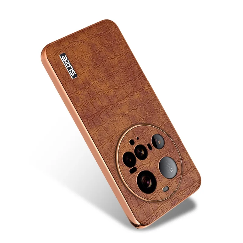 AZNS For Xiaomi 15 Ultra Case Electroplating Crocodile Texture PU + TPU Phone Cover - Brown