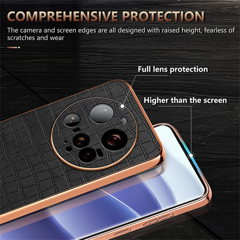 AZNS For Xiaomi 15 Ultra Case Electroplating Crocodile Texture PU + TPU Phone Cover - Brown