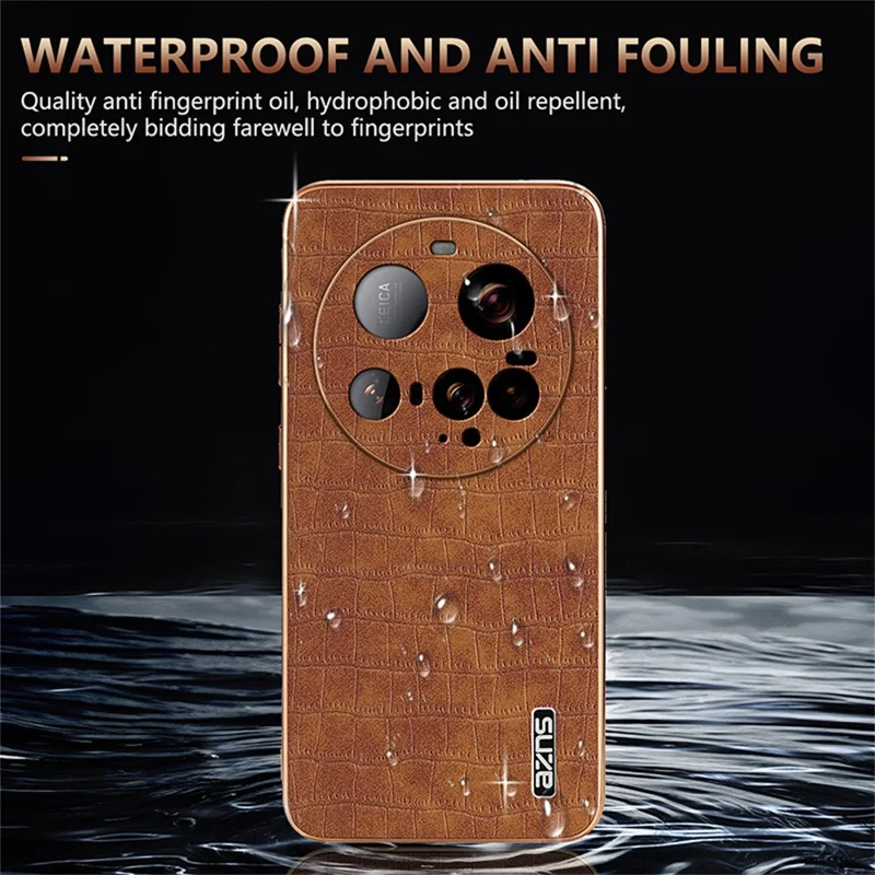 AZNS For Xiaomi 15 Ultra Case Electroplating Crocodile Texture PU + TPU Phone Cover - Brown