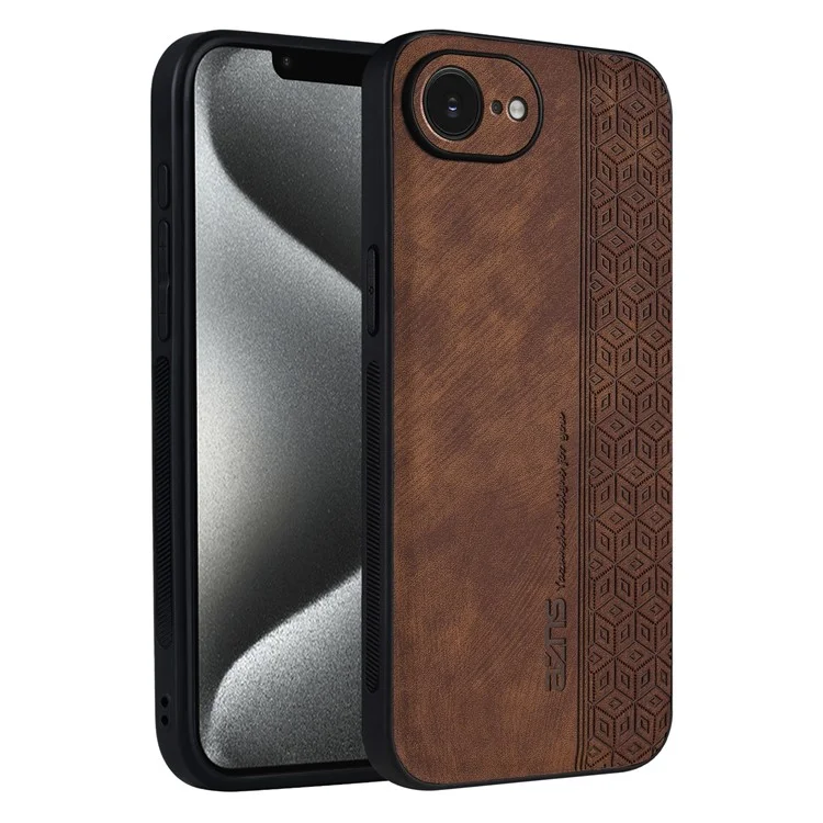 AZNS For iPhone 16e Case Protective PU Leather Covered TPU Phone Shell - Brown