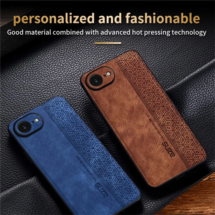 AZNS For iPhone 16e Case Protective PU Leather Covered TPU Phone Shell - Brown