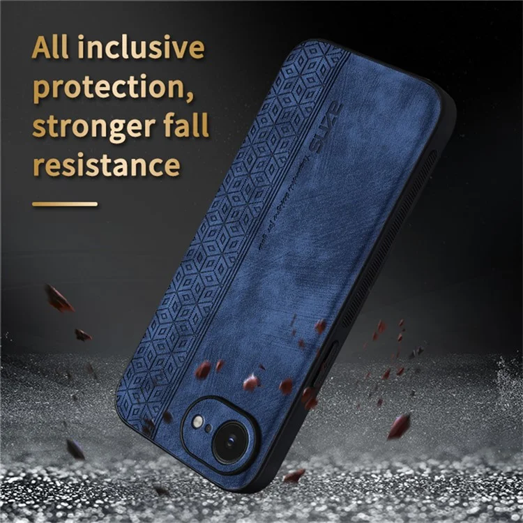 AZNS For iPhone 16e Case Protective PU Leather Covered TPU Phone Shell - Brown