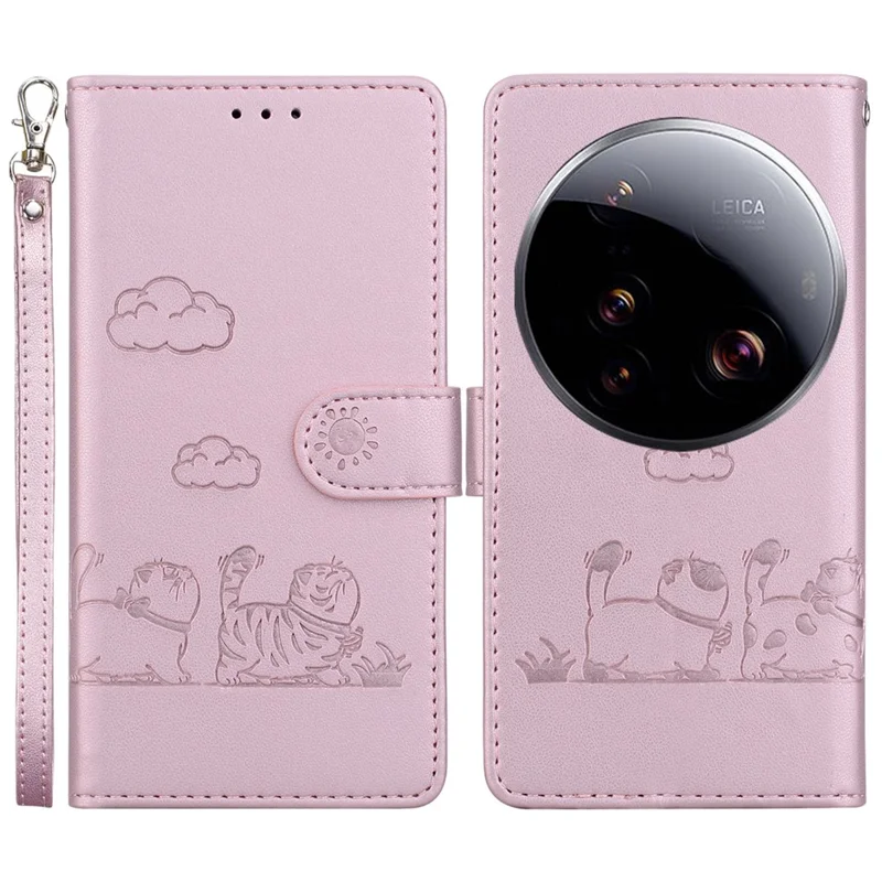 For Xiaomi 15 Ultra Case RFID Blocking Kitten Pattern TPU + PU Leather Phone Cover - Pink