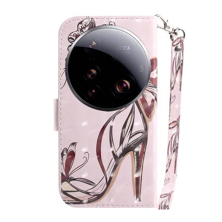 For Xiaomi 15 Ultra Case Pattern Printing Leather Wallet Phone Cover with Wrist Strap - Butterfly High Heels