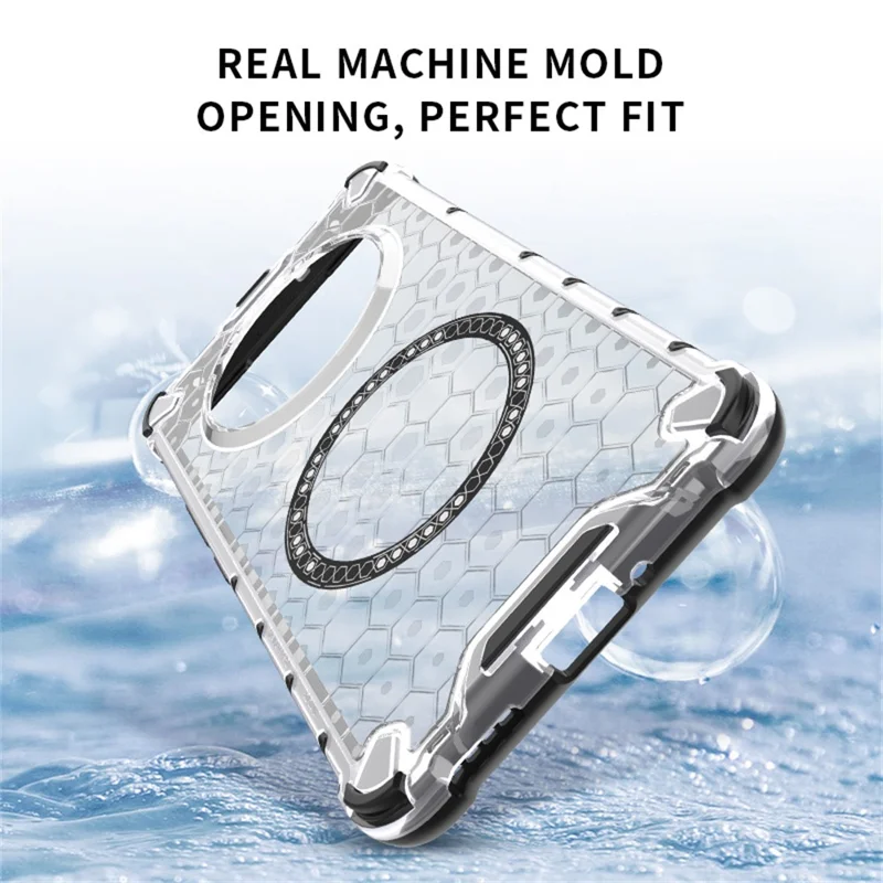 For Realme 14 Pro 5G Magnetic Case Honeycomb Design TPU + PC Phone Cover - Transparent
