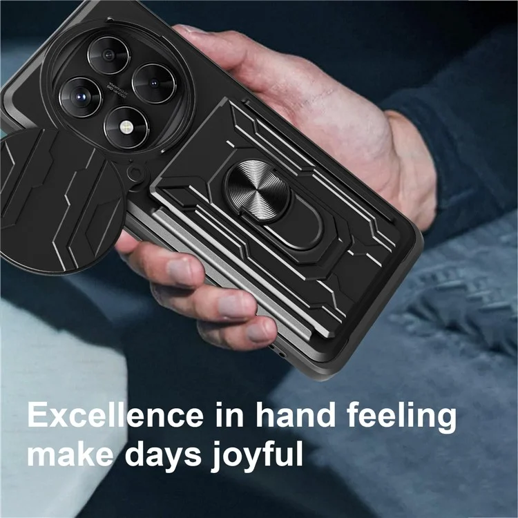 For Xiaomi Redmi Note 14 Pro 4G Case PC + TPU Kickstand Phone Back Cover with Camera Slider - Black