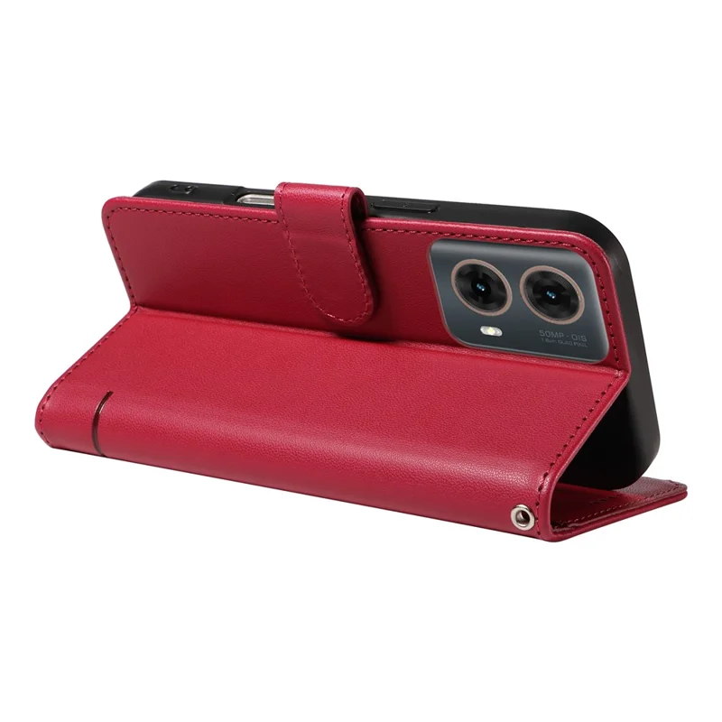 For Motorola Edge 50 Fusion 5G Wallet Case Cat Pattern Imprint Leather Phone Cover with Wrist Strap - Red