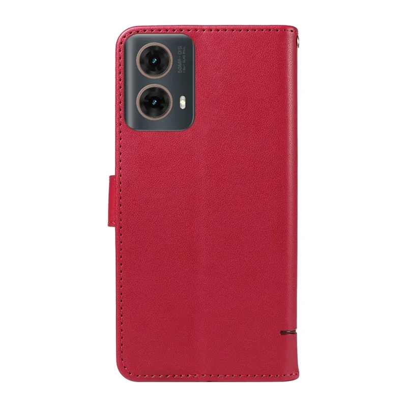 For Motorola Edge 50 Fusion 5G Wallet Case Cat Pattern Imprint Leather Phone Cover with Wrist Strap - Red