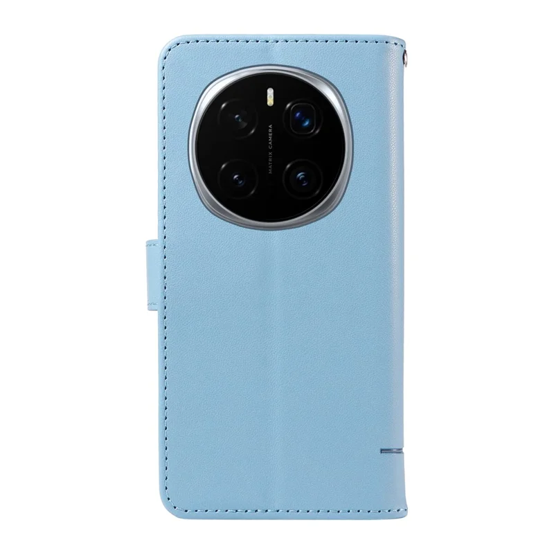 For Honor Magic7 Pro 5G Wallet Case Cat Pattern Imprint Leather Phone Cover with Wrist Strap - Sky Blue