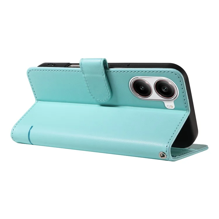 Wallet Case for Xiaomi Poco X7 Pro 5G  /  Redmi Turbo 4 5G Cat Pattern Imprint Leather Phone Cover with Wrist Strap - Green