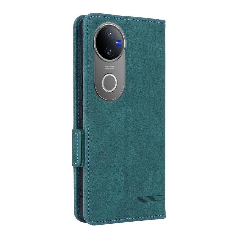 Für vivo V50 5G Hülle Leder Geldbörse Flip Handyhülle mit Metall-Verzierung - Blau