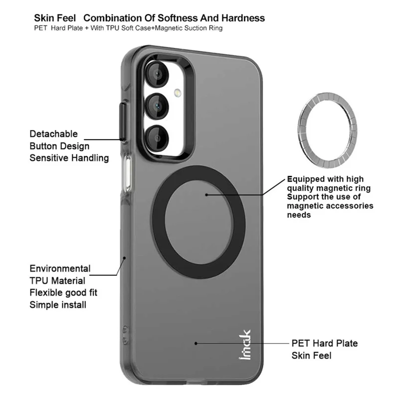 IMAK For Samsung Galaxy A16 4G / 5G Magnetic Case PC + TPU Protective Phone Back Cover