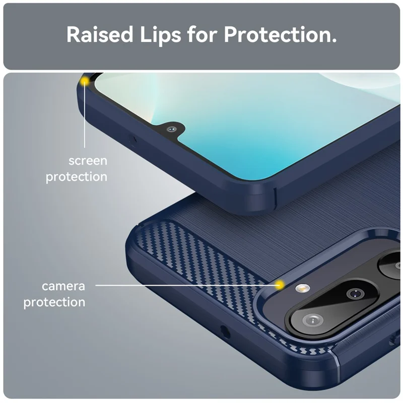 For Samsung Galaxy F36 5G / M36 5G / F16 5G / M16 5G Case Protective Phone Cover Carbon Fiber Texture Brushed - Blue