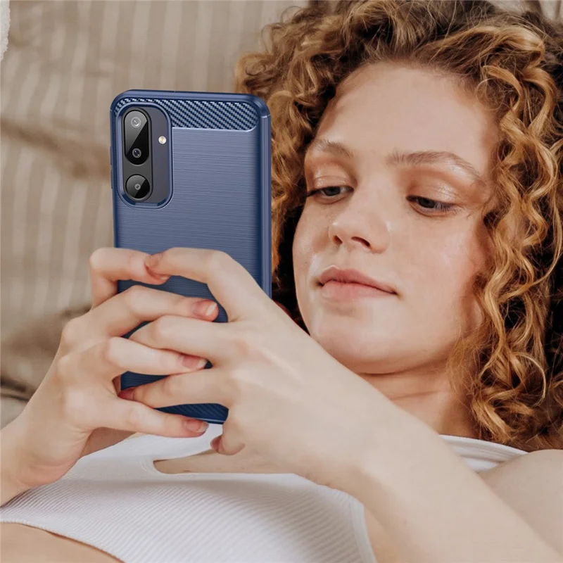 For Samsung Galaxy F36 5G / M36 5G / F16 5G / M16 5G Case Protective Phone Cover Carbon Fiber Texture Brushed - Blue