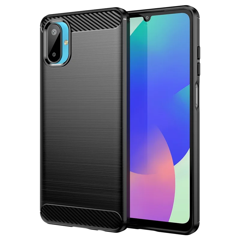Pour Samsung Galaxy M06 5G / F06 5G Étui de Protection Téléphone Texture Fibre de Carbone Brossé - Noir