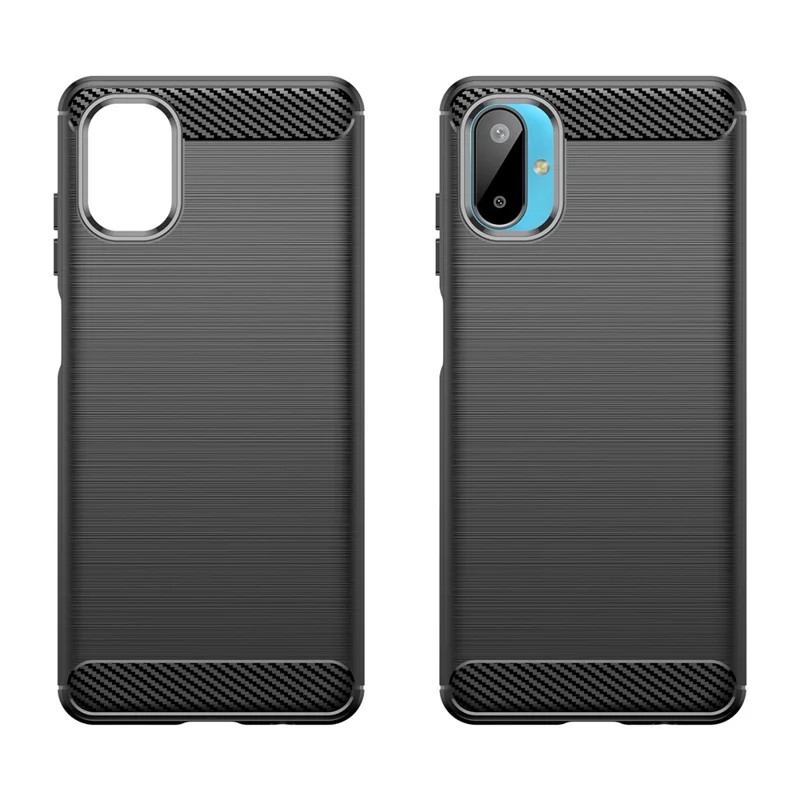 Pour Samsung Galaxy M06 5G / F06 5G Étui de Protection Téléphone Texture Fibre de Carbone Brossé - Noir