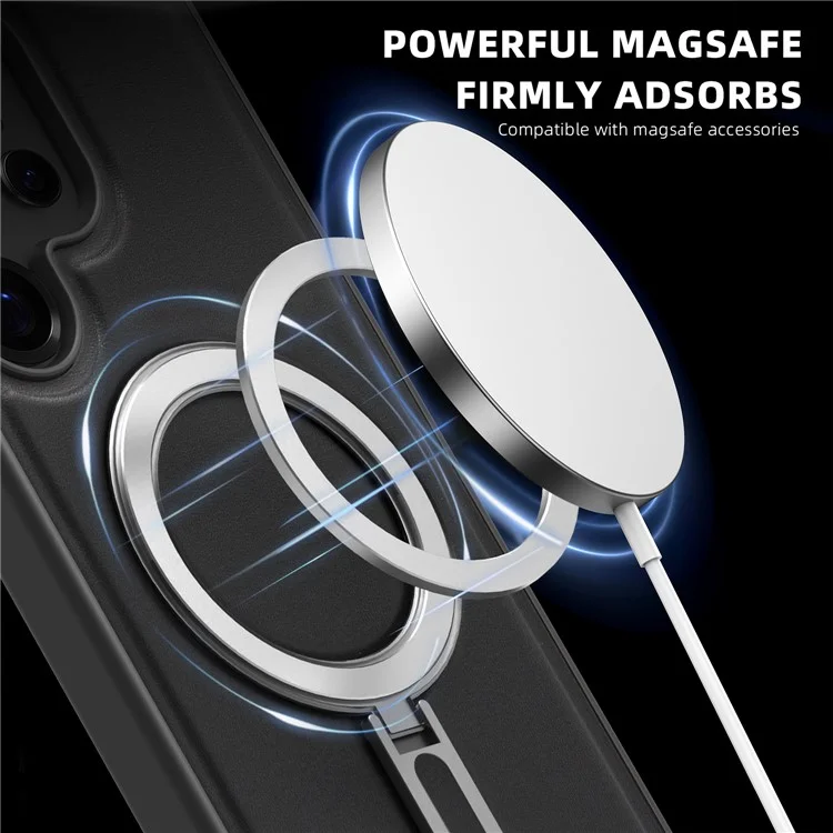 Für Samsung Galaxy S24 Ultra Hülle kompatibel mit MagSafe TPU + PU Ständer Handyhülle - Schwarz